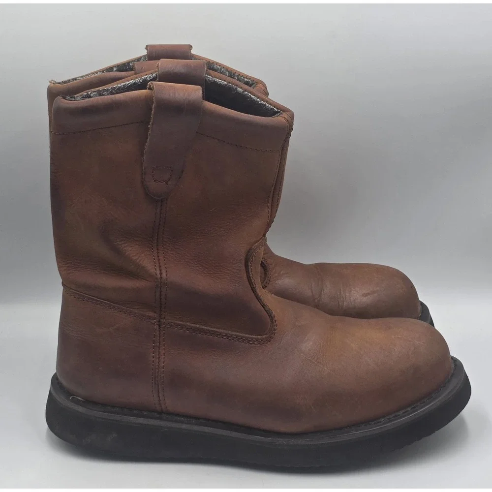 Brahma Hutch II Leather Steel Toe Work Boots Mid Calf Brown Mens 8.5 Wide Safety